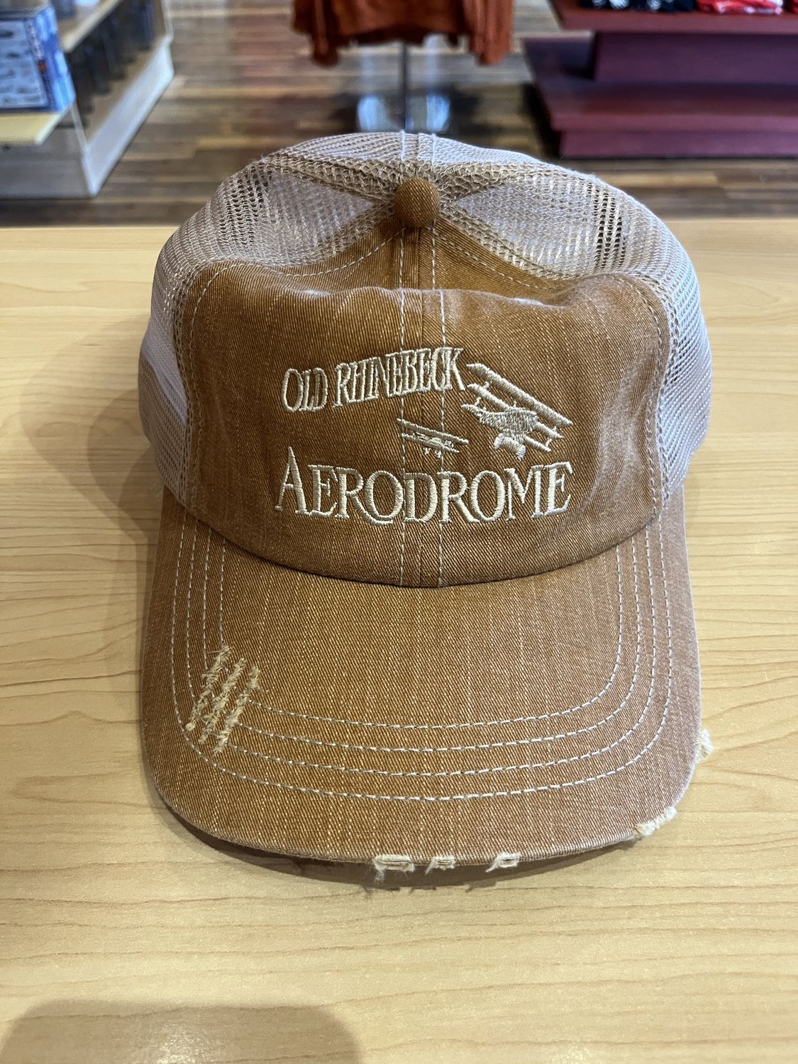 Unstructured Contrast Stitch Cap, Color: Golden Brown/Khaki