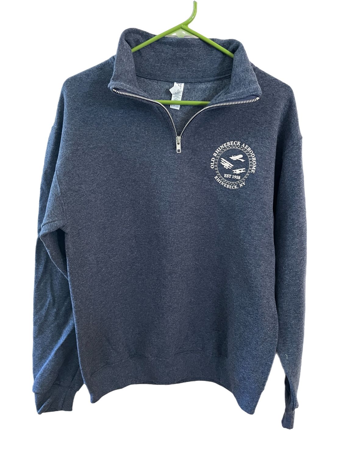 Logo Quarter-Zip Collar Sweatshirt, Color: Heather Navy, Size: Small