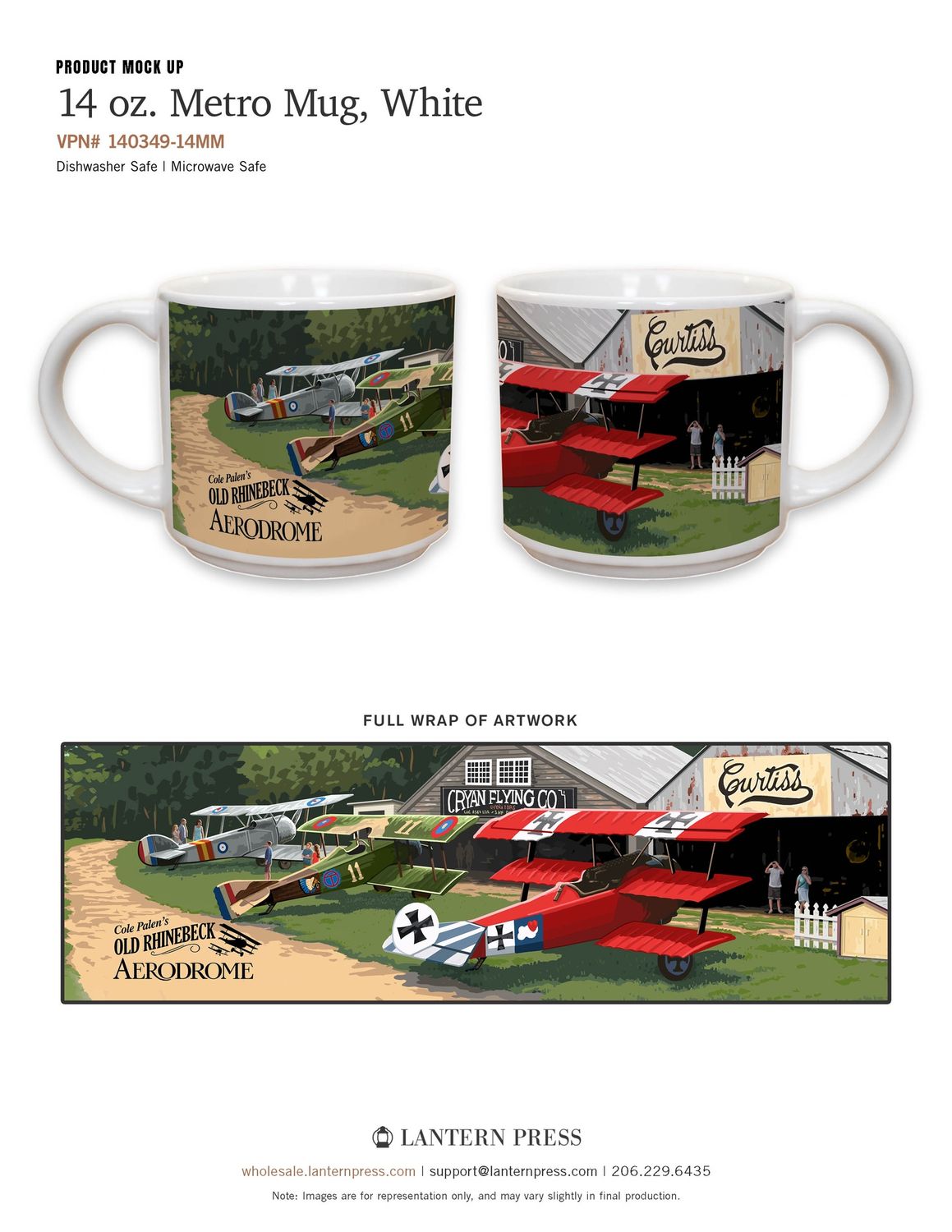 14oz Mug- White Watercolor, Style: Flightline