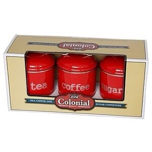 Colonial - Tea, Coffee and Sugar Canister Set Red