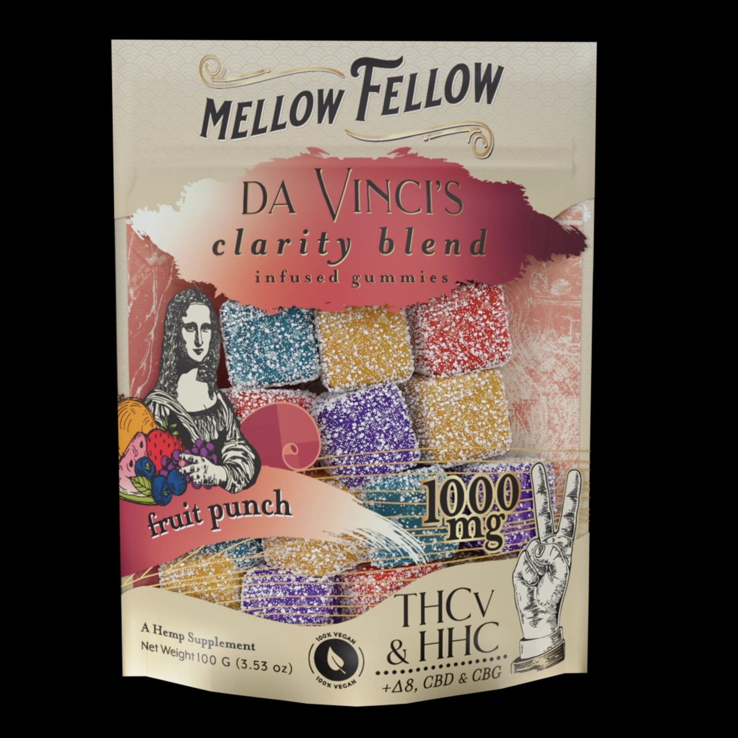 Mellow Fellow, 1000mg Edibles, Fruit Punch, &quot;Clarity&quot;