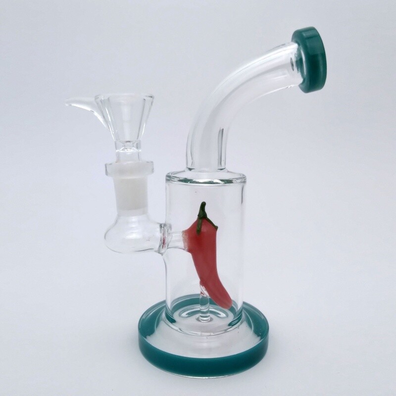6&quot; Bent Neck Teal, Pepper - Waterpipe #10126