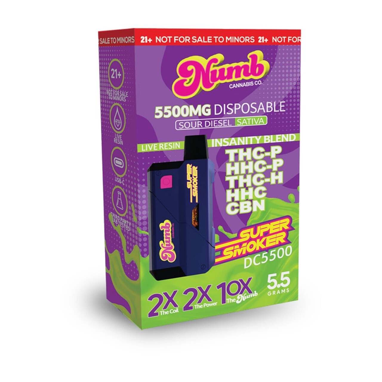 Numb, 5.5g Insanity Blend, Sour Diesel, Sativa