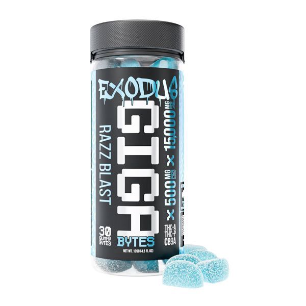 Exodus, Gigabyte Gummies 15000mg, Razz Blast