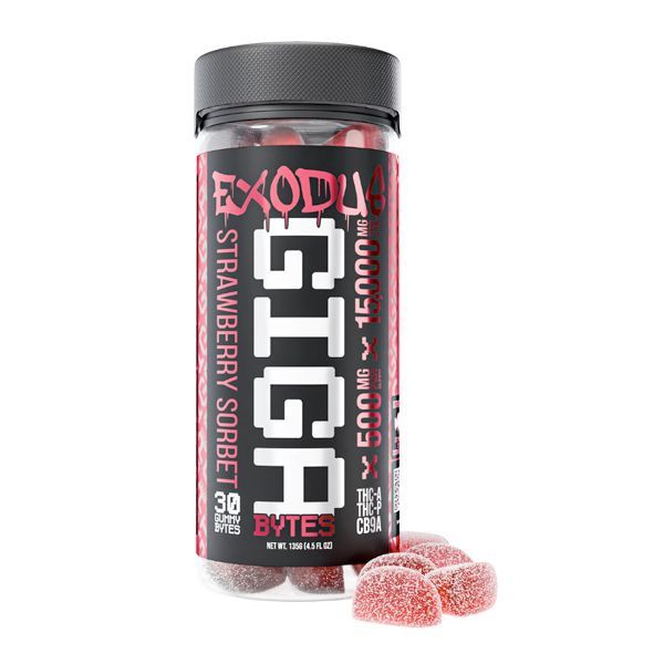 Exodus, Gigabyte Gummies 15000mg, Strawberry Sorbet