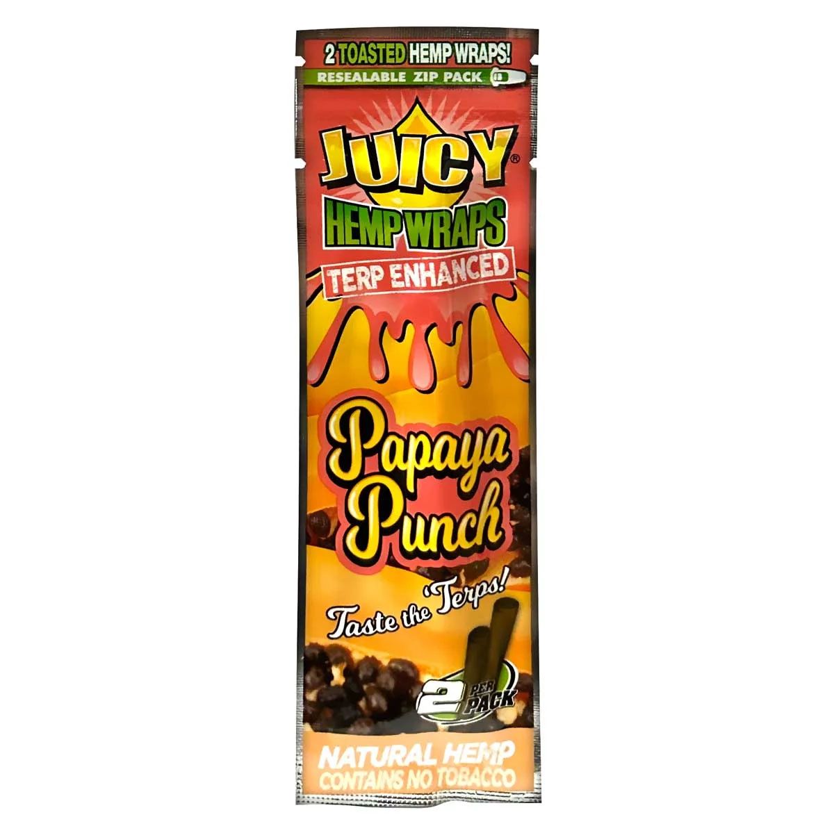 Juicy Terp, Enhanced Hemp Wraps 2pk, Papaya Punch