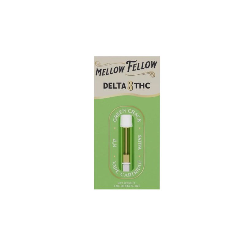 Mellow Fellow, 1G Cart, D8 Green Crack, Sativa