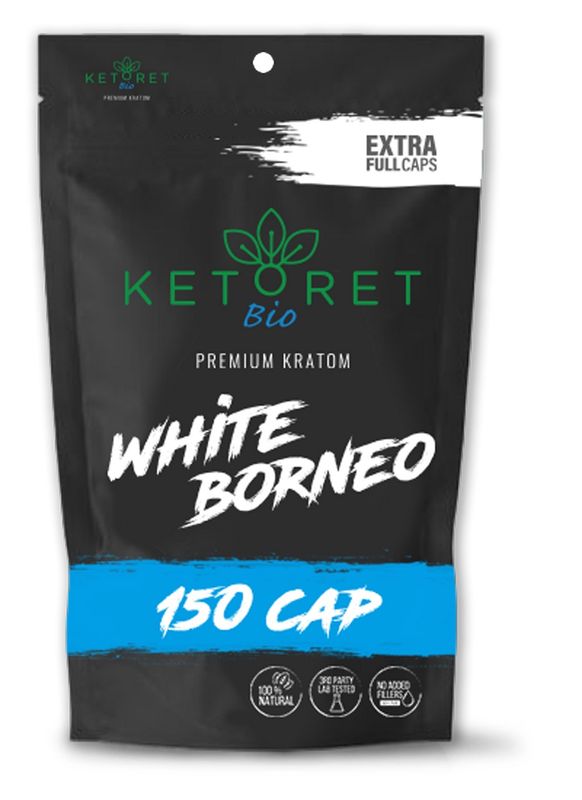 Ketoret Kratom Capsules, White Borneo 150 caps