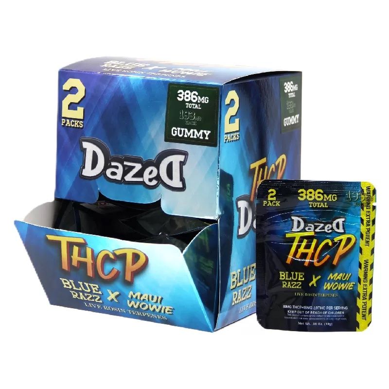Dazed, THCP 386mg Gummies, Blue Razz x Mowie Wowie