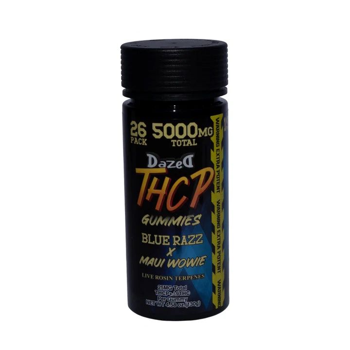Dazed, THCP 5000mg Gummies, Blue Razz x Mowie Wowie