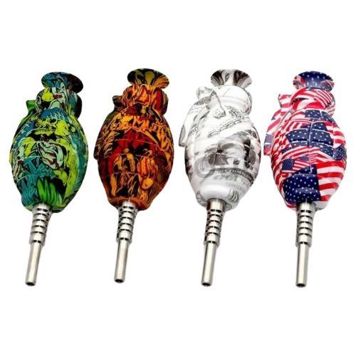 Small Printed Silicone Grenade Nectar Collector, Assorted