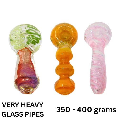Very Heavy, 350 to 400 Gram Glass Pipe - Assorted
