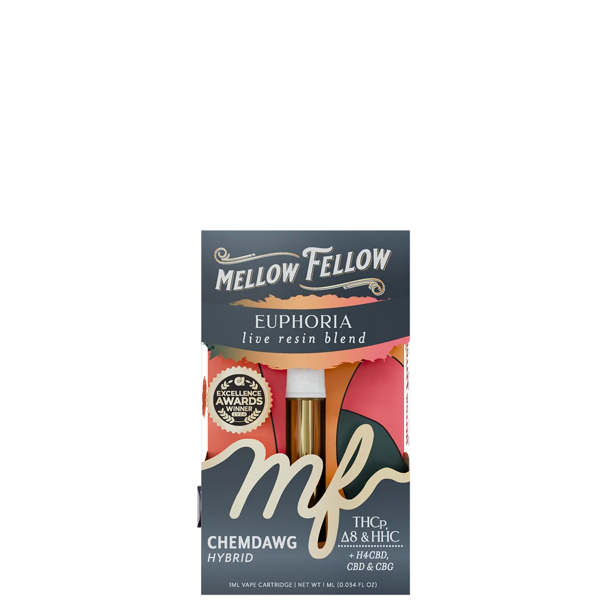 Mellow Fellow, 1G Cart, Euphoria, Chemdawg (Hybrid)