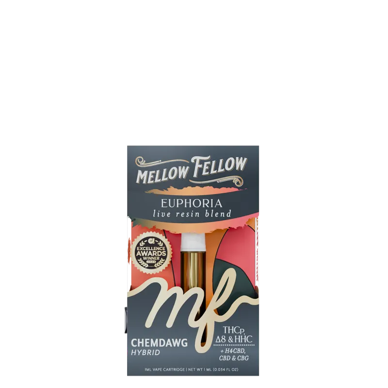 Mellow Fellow, 1G Cart, Euphoria, Chemdawg (Hybrid)