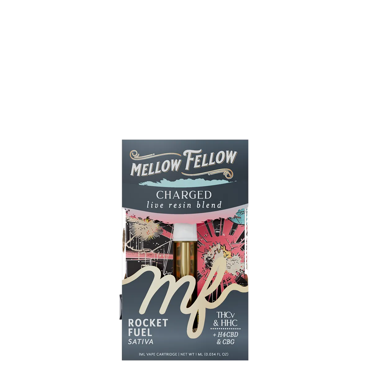 Mellow Fellow, 1G Cart, Charged, Rocket Fuel (Sativa)