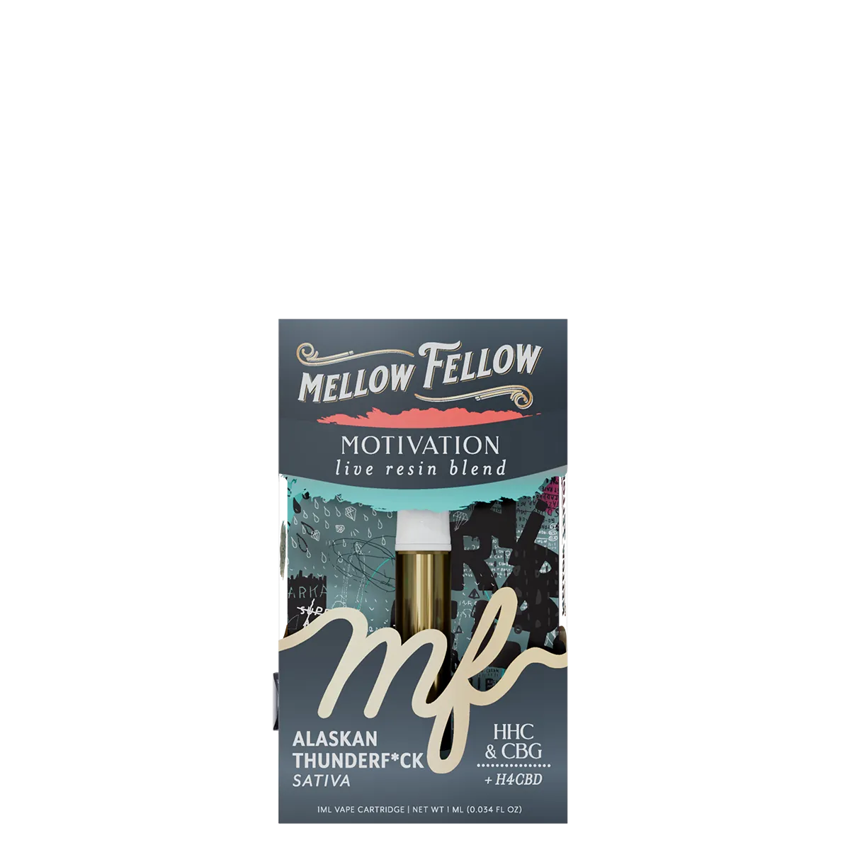Mellow Fellow, 1G Cart, Motivation, Alaskan Thunderfuck (Sativa)