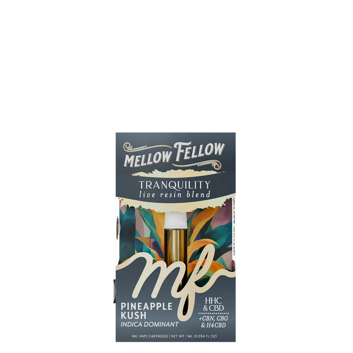 Mellow Fellow, 1G Cart, Tranquility, Pineapple Kush (Indica)