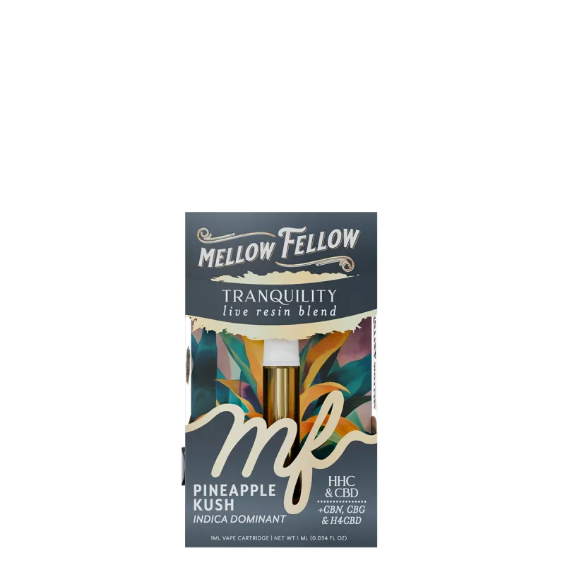 Mellow Fellow, 1G Cart, Tranquility, Pineapple Kush (Indica)