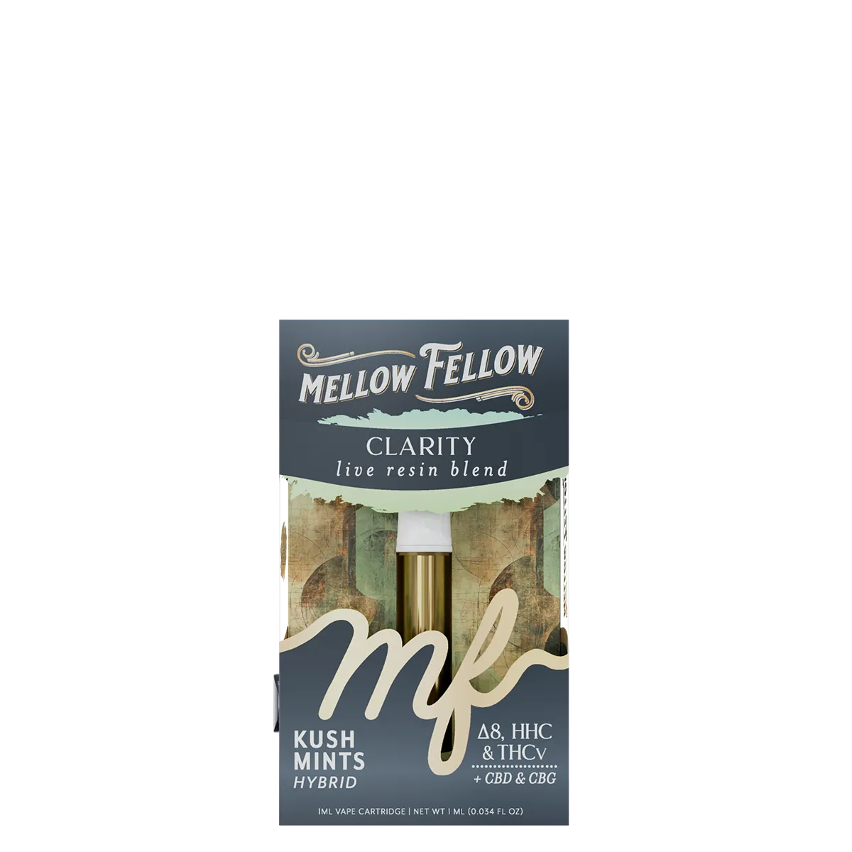 Mellow Fellow, 1G Cart, Clarity, Kush Mints (Hybrid)