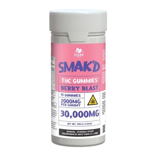 Smak&#39;d, 30,000mg THC Blend, Berry Blast