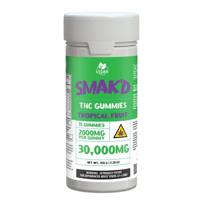 Smak&#39;d, 30,000mg THC Blend, Tropical Fruit