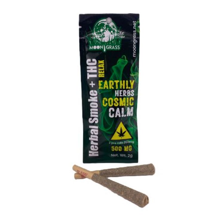 Moon Grass Relax Herbal Smoke 500mg Pre-Rolls, 2pk