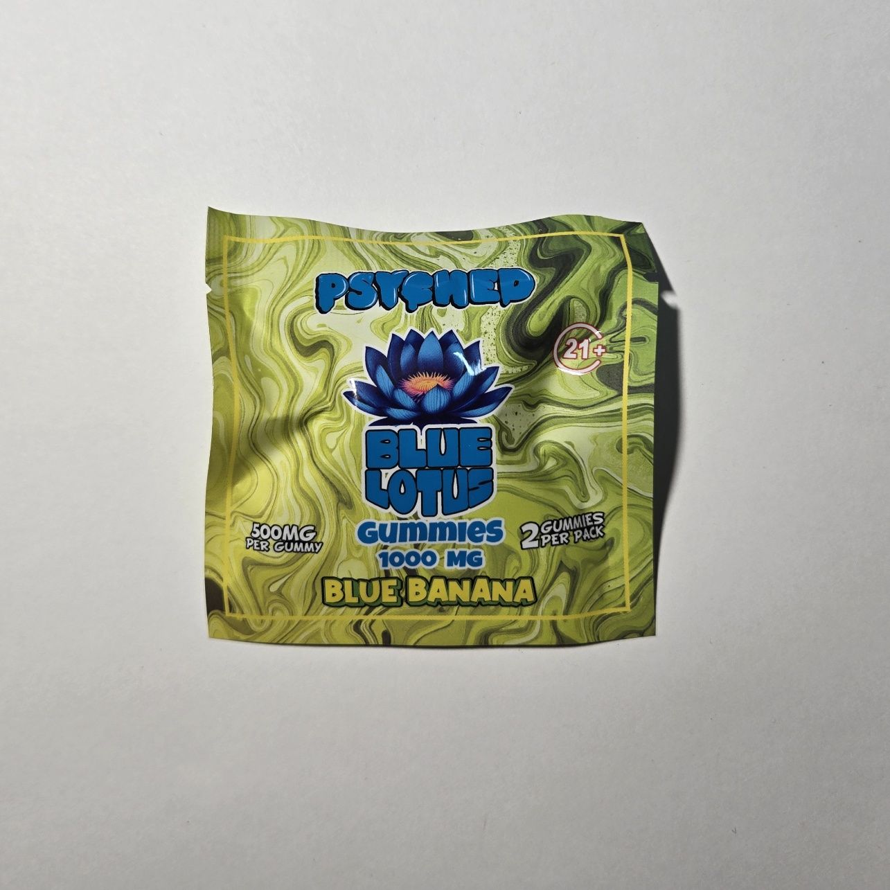 Psyched, Blue Lotus Gummies, 2ct 1000mg, Blue Banana