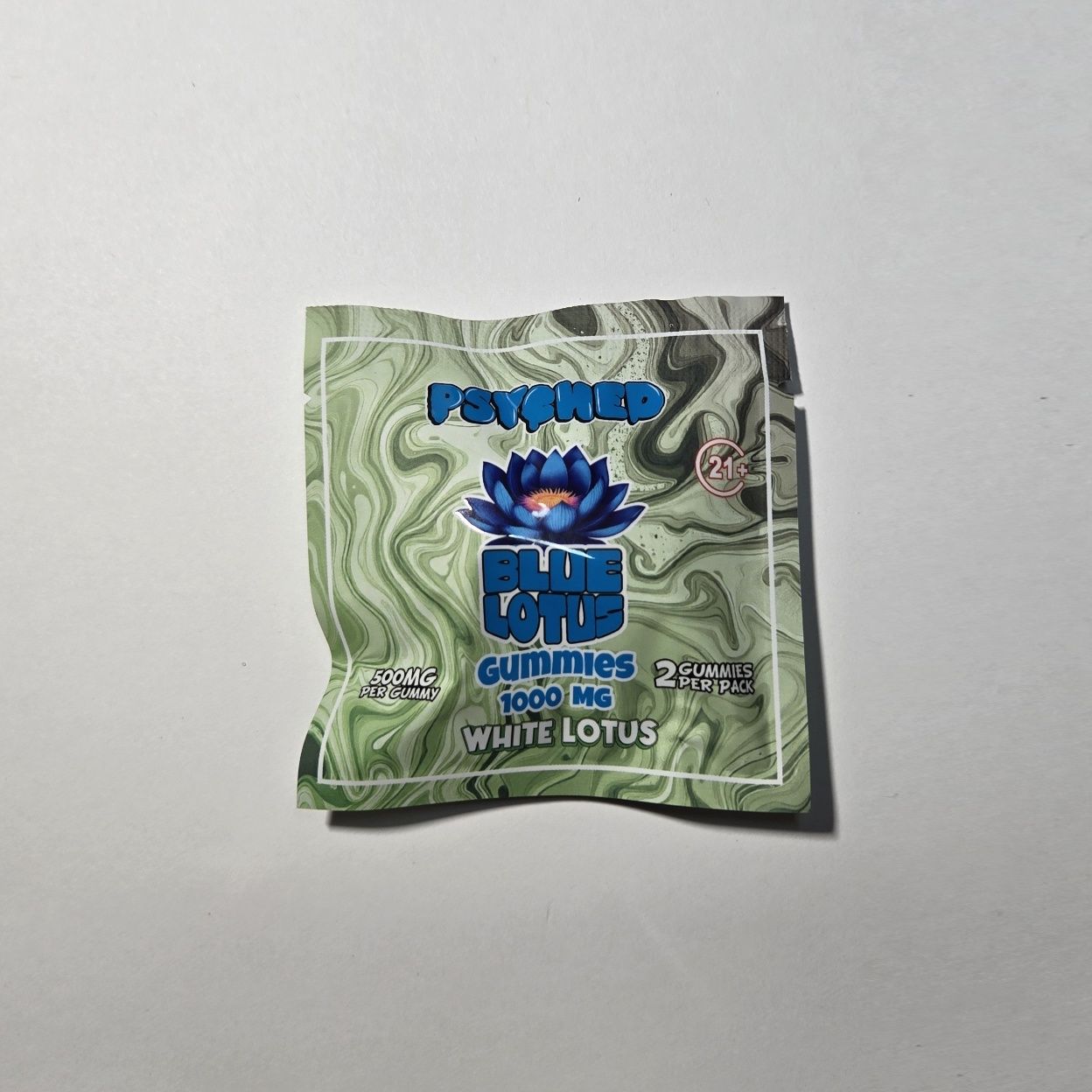 Psyched, Blue Lotus Gummies, 2ct 1000mg, White Lotus
