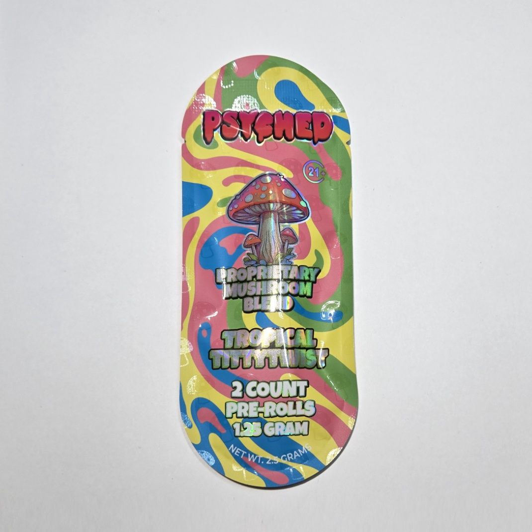 Psyched, Shroom/Blue Lotus Pre-Rolls 2pk, Tropical Tittytwist