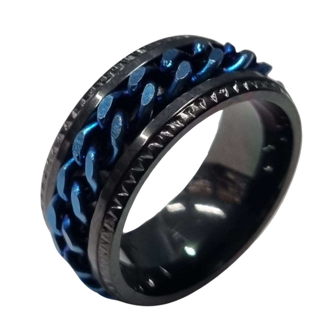 Chain Fidget Ring - Black/Blue