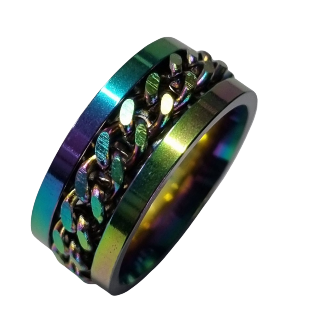 Chain Fidget Ring - Rainbow