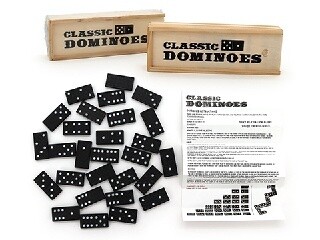 WOODEN DOMINOES IN WOODEN BOX (28 TILES)