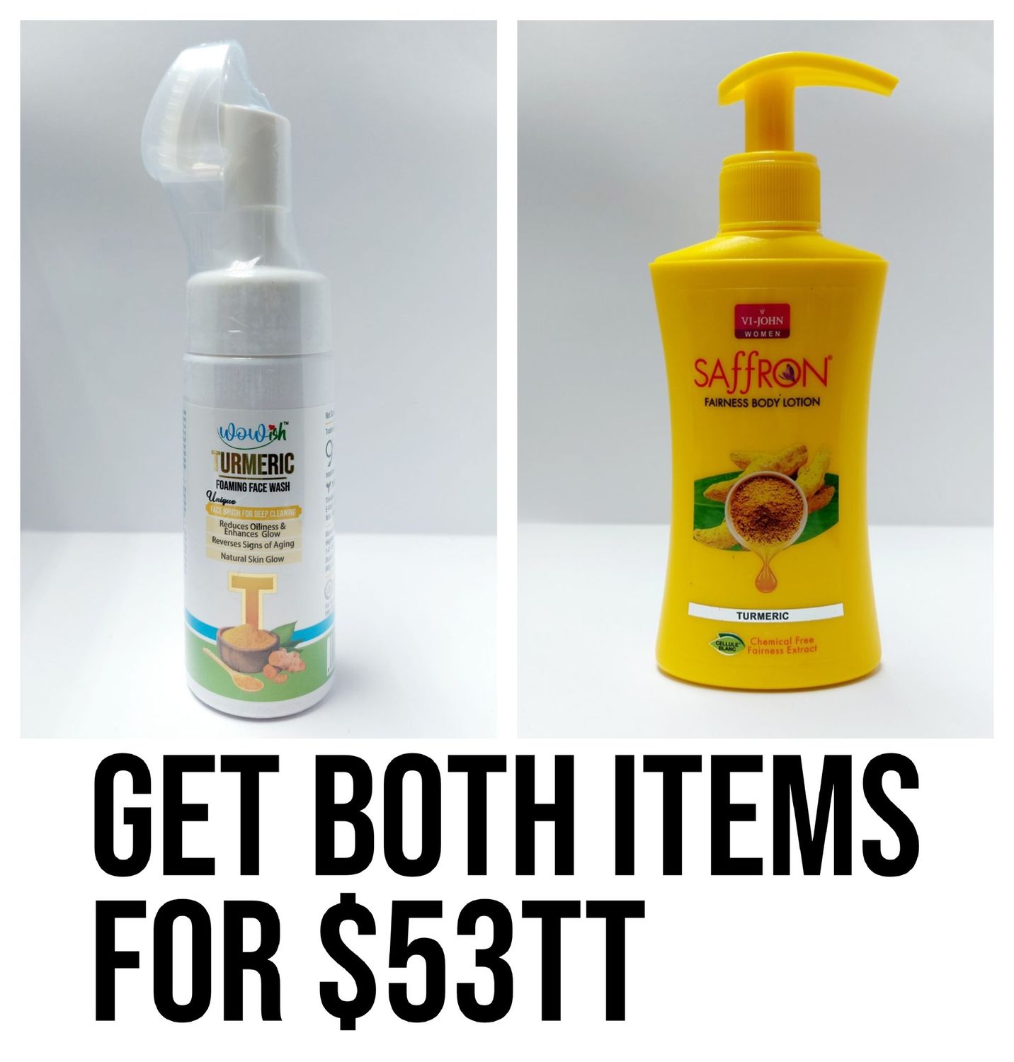 1 - Wowish Turmeric foaming FaceWash 1 - Vi john saffron turmeric fairness lotion 250ml