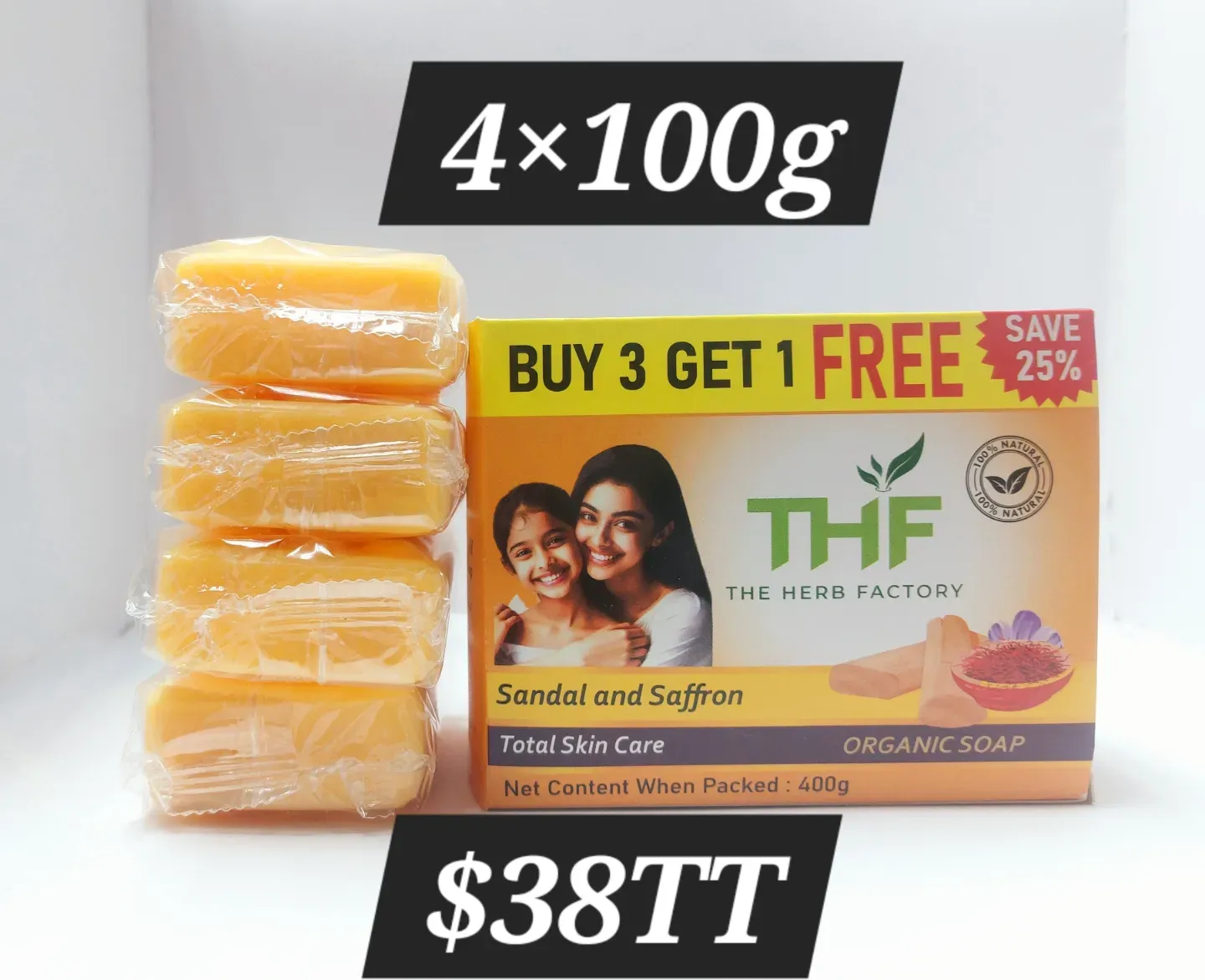 THF Sandal &amp; Saffron soap 100g x 4
BATH SOAPS