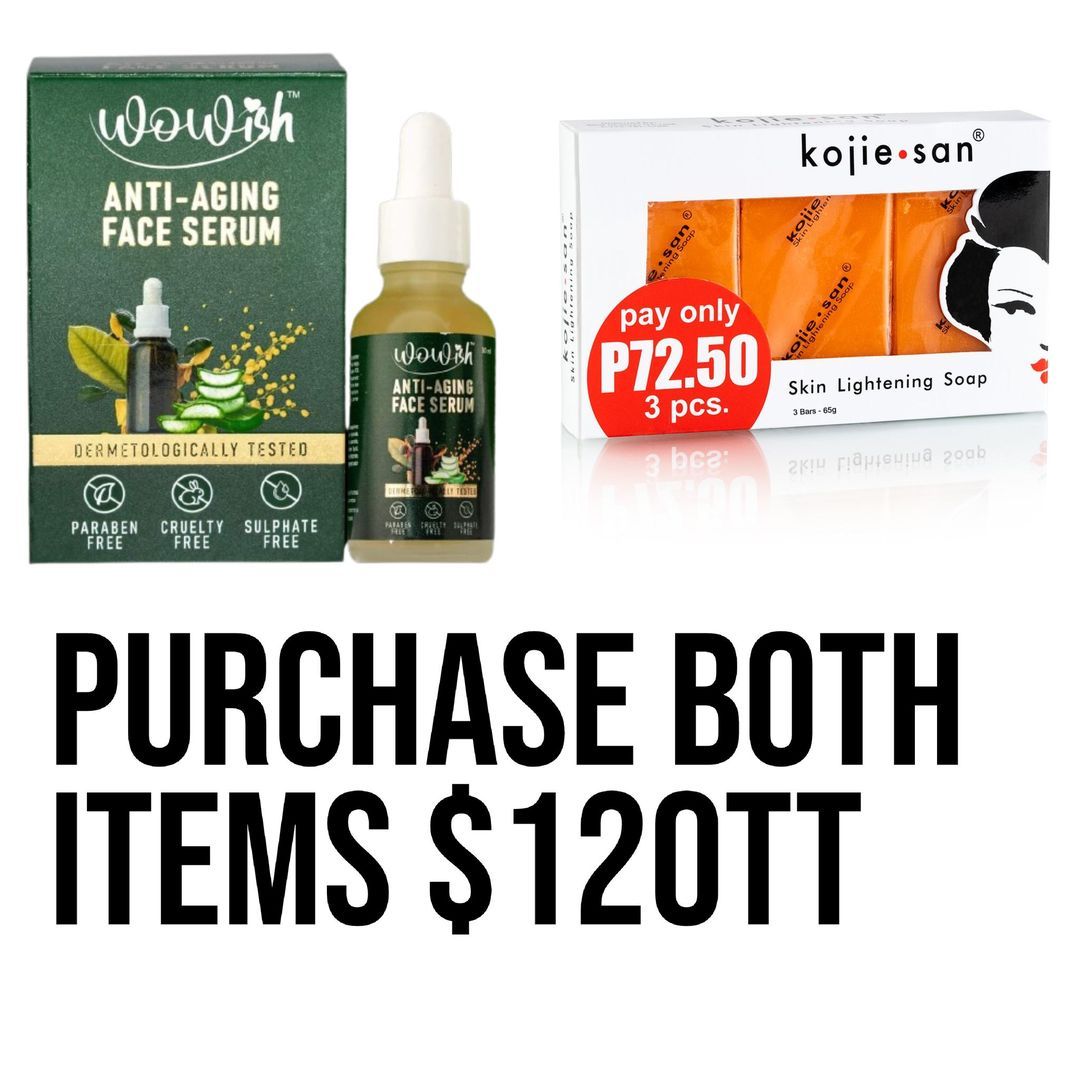 1. - wowish Anti aging
1. - Kojie san 3 bar 65g