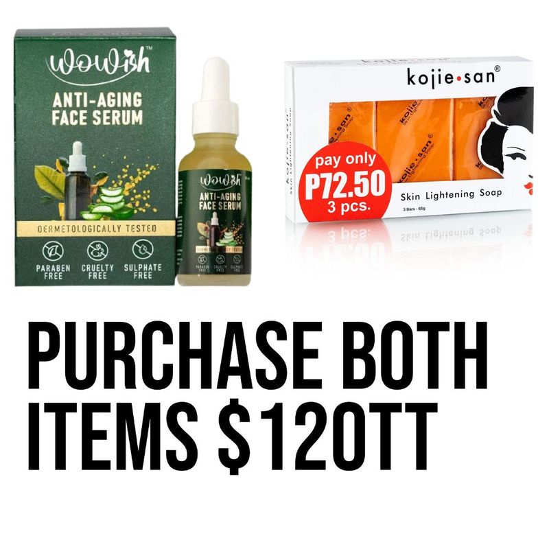 1. - wowish Anti aging
1. - Kojie san 3 bar 65g
