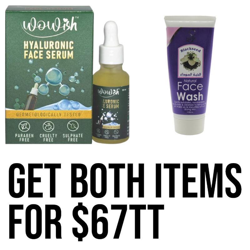 1 - wowish hyaluronic serum 
1 - black seed face wash