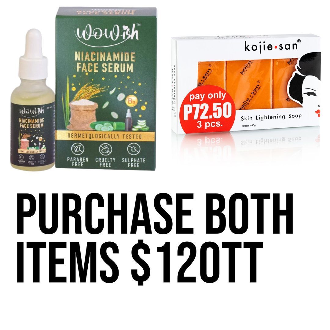 1. - wowish  niacimade  serum 
1. - kojie San bar 3 bar 65g