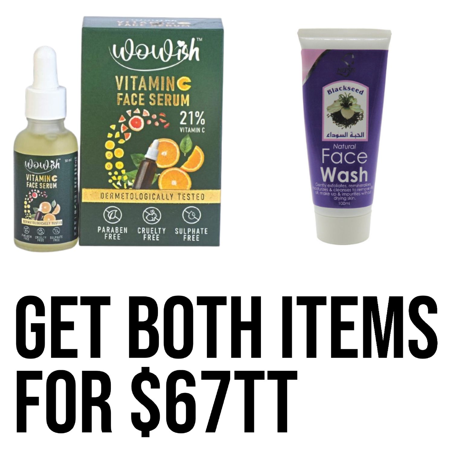1. - wowish vitamin c serum 
1 - black seed face wash