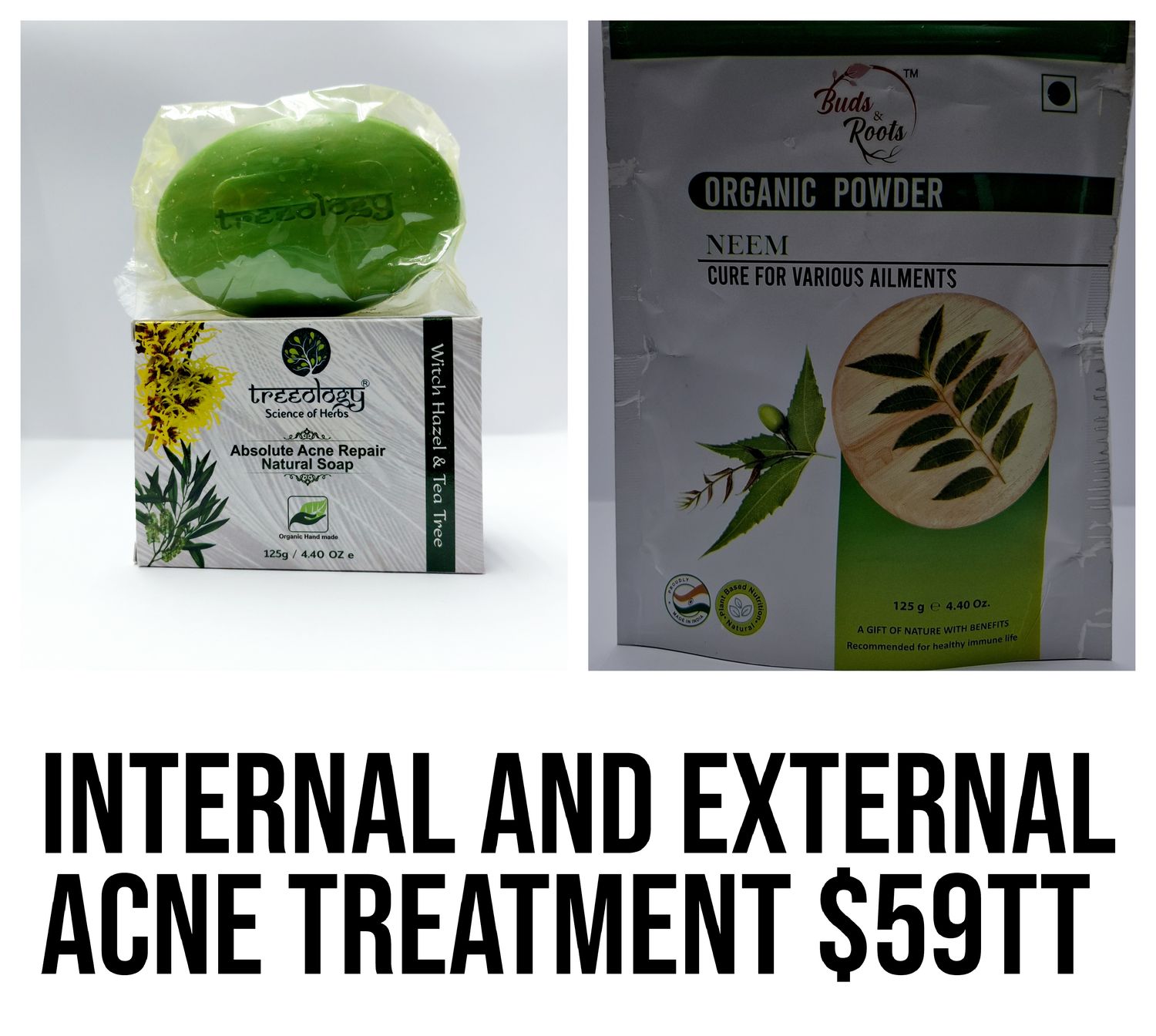1. - Teeology Acne repair Soap 1 - Buds and root Neem Powder