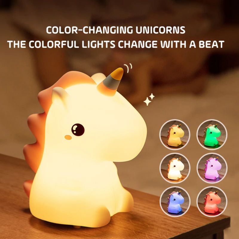 Cute Silicone Unicorn Night Light Rechargeable