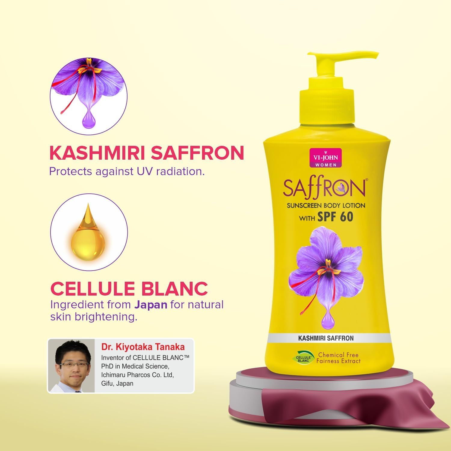 VI-JOHN Saffron Sunscreen Body Lotion with SPF 60 - $47TT