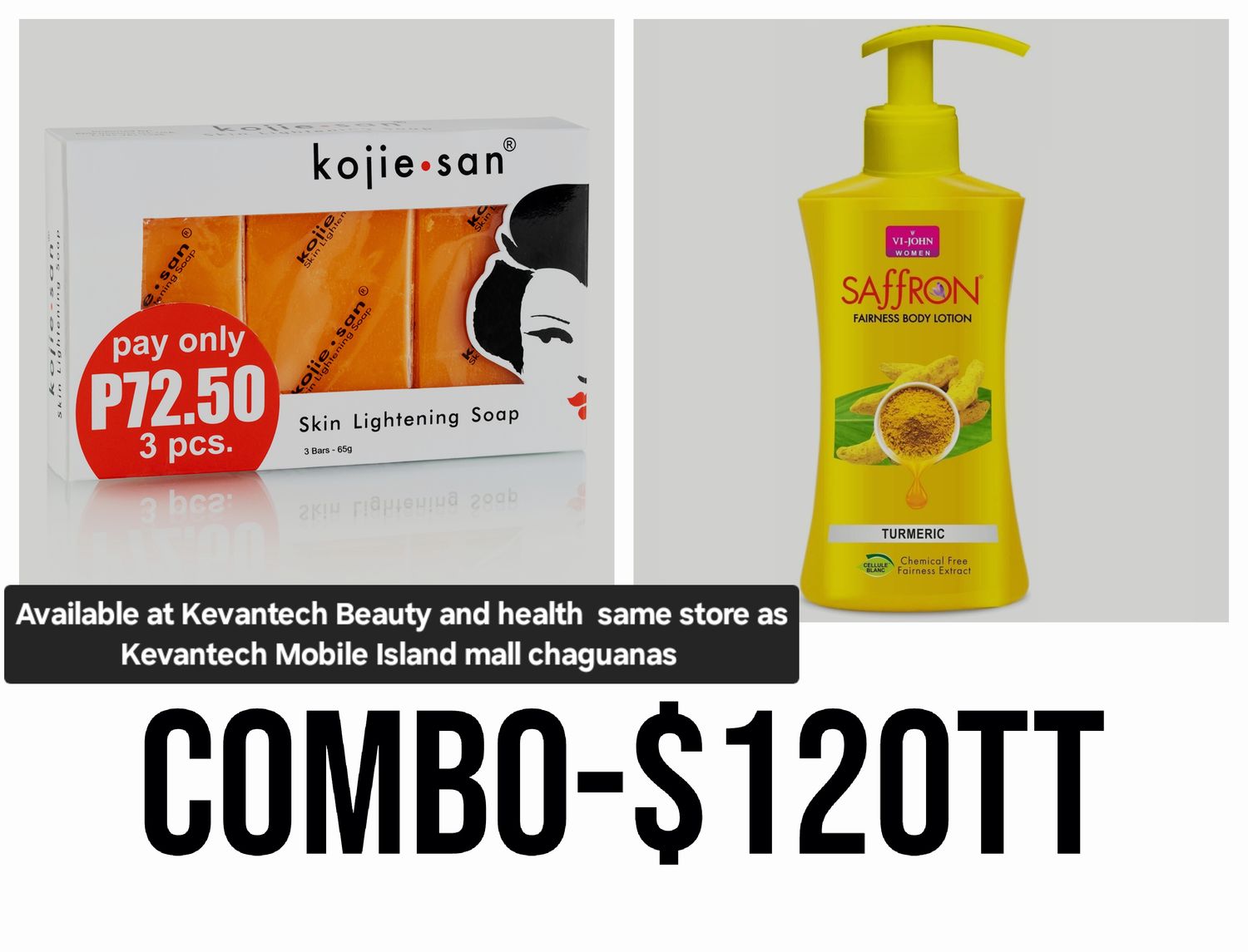 1- vi  john Saffron Lotion 1 - kojie San 3 Bar 65g Soap