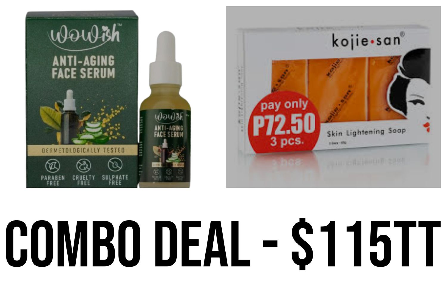 1 - Kojie San 3 Bar 65g Soap / 1 - wowish anti aging Serum