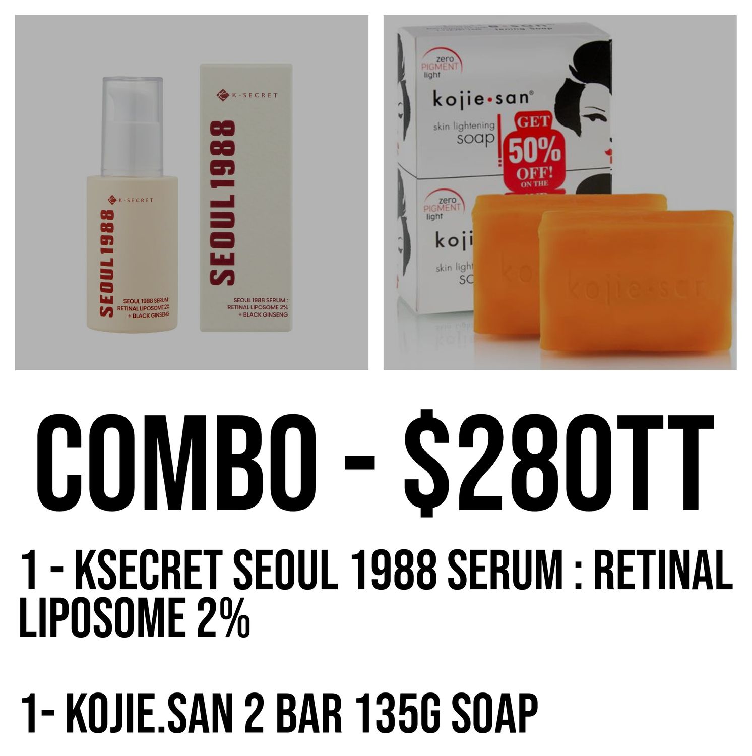 1 - KSECRET | SEOUL 1988 Serum : Retinal Liposome 2%/ 1 - Kojie.san soap 2 ba 135g Soap