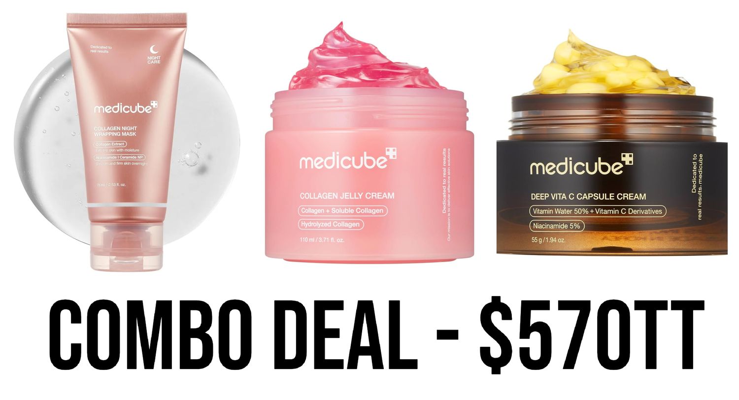 1 - Medicube Collagen wrapping mask/ 1 - Medicube Collagen cream/ 1 - Medicube Vitamic C Capsule Cream