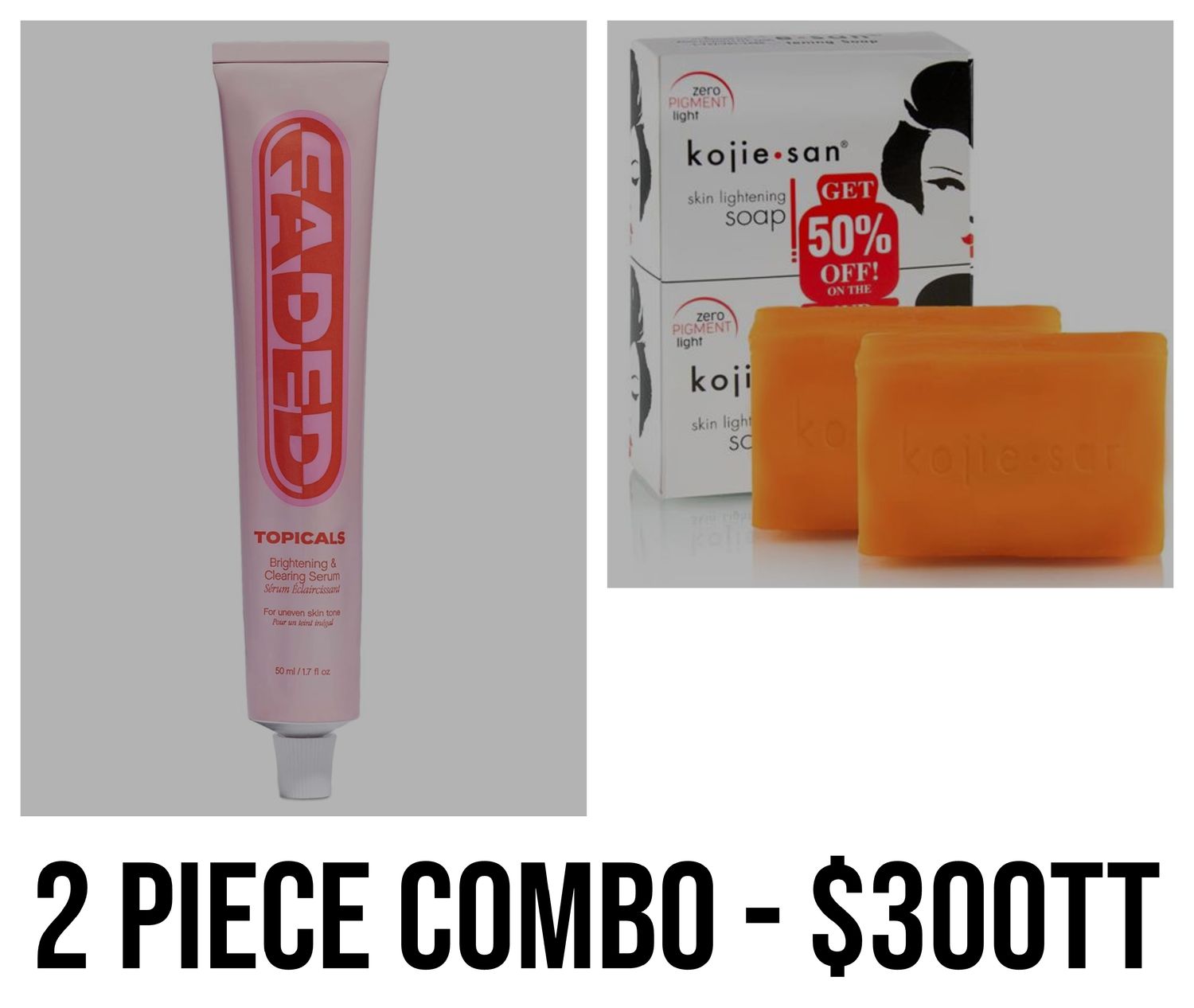 1- Topicals Faded Brightening and Clearing Serum/ 1 - Kojie San 2 bar 135g soap