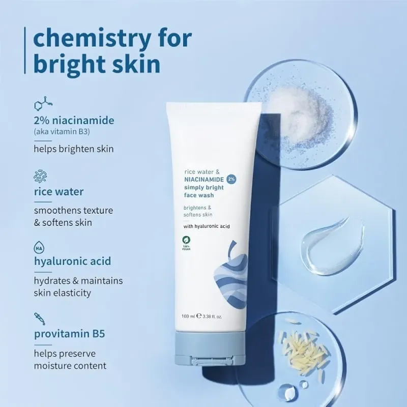 Plum Rice Water &amp; Niacinamide 2% Simply Bright Face Wash (50ml)