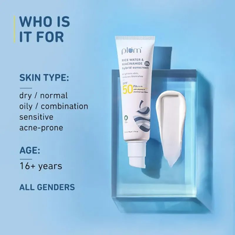 Plum Rice Water &amp; Niacinamide 2% Hybrid Sunscreen
