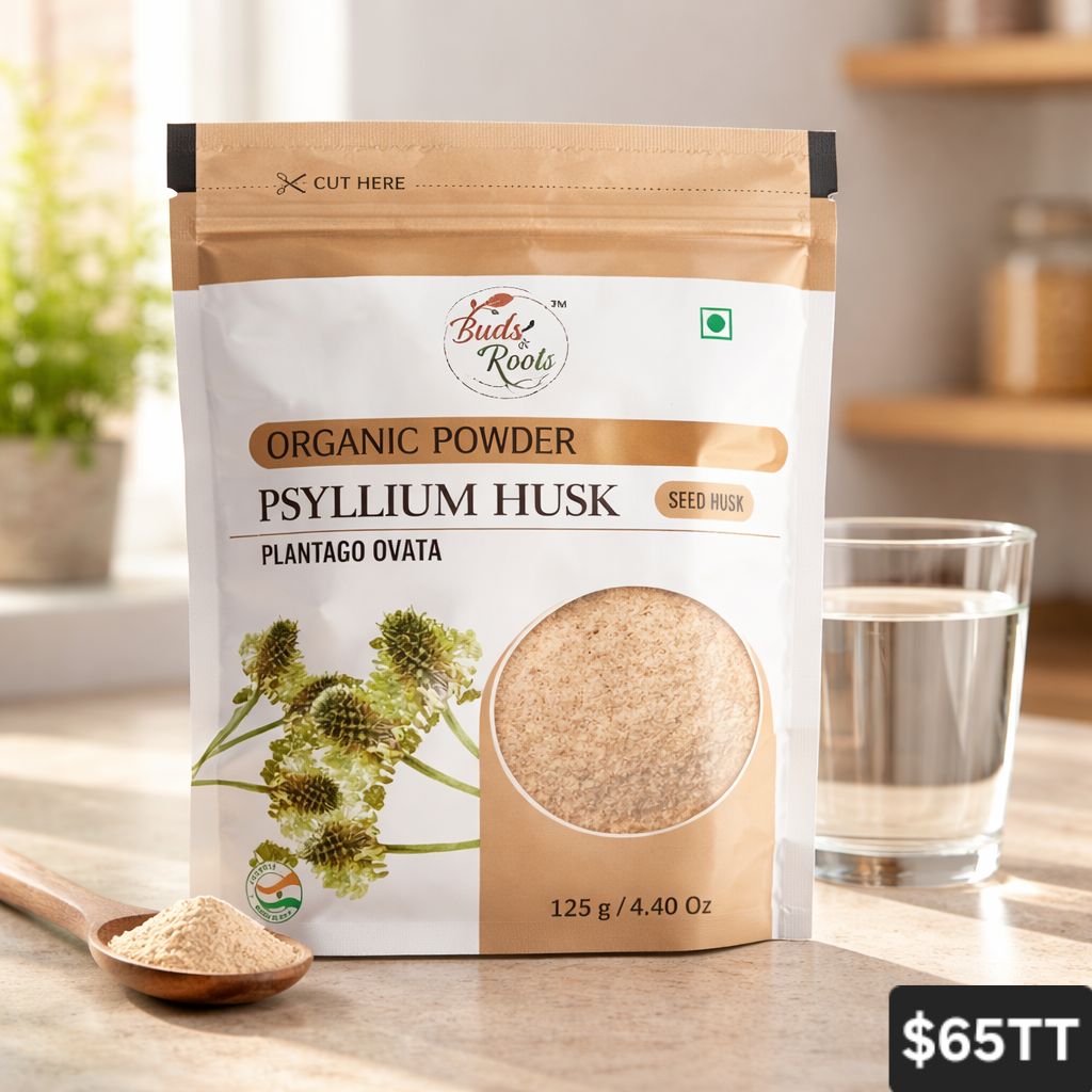BUDS &amp; ROOTS PSYLLIUM HUSK POWDER 125G